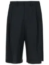 Mm6 Maison Margiela Wool Bermuda Shorts Back Pocket In Black