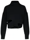Mm6 Maison Margiela Cropped Turtleneck Virgin Wool Knitwear In Black