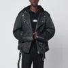 Mm6 Maison Margiela Black Washed-effect Biker Jacket In Black