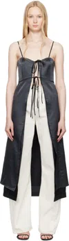 Mm6 Maison Margiela Black Washed Viscose Satin Dress Top In Black