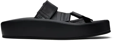 Mm6 Maison Margiela Black Webbing Slip-on Platform Sandals In T8013 Black