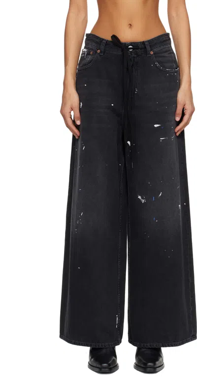 Mm6 Maison Margiela Black Wide-leg Jeans