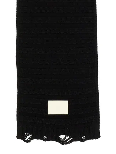 Mm6 Maison Margiela Black Wool Acrylic Scarves