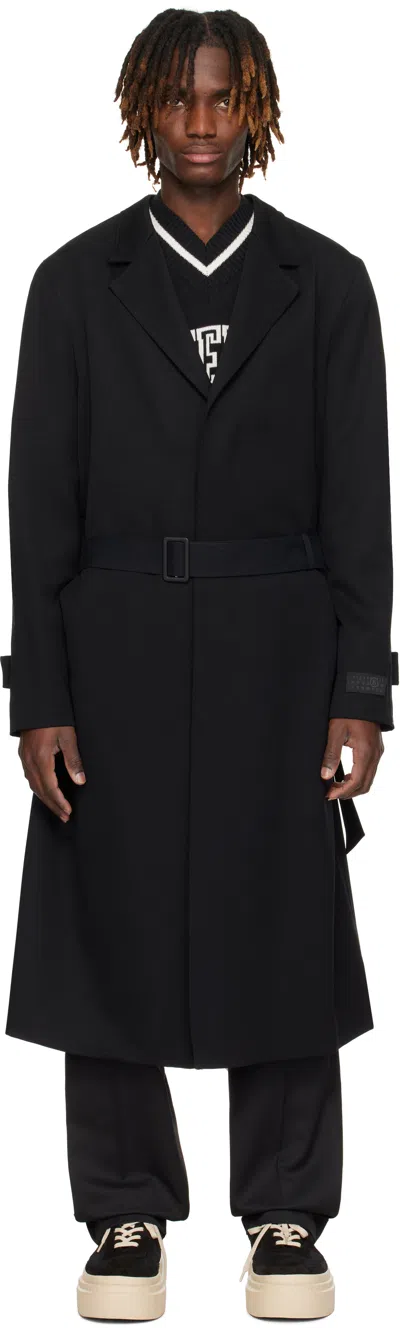 Mm6 Maison Margiela Black Wool & Cotton Gabardine Trench Coat In 962 Black