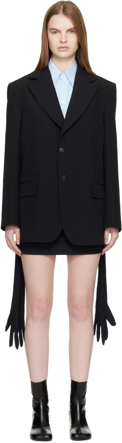 Mm6 Maison Margiela Black Wool-blend Blazer