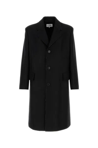 Mm6 Maison Margiela Black Wool Blend Coat