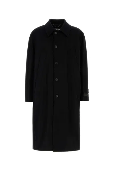 MM6 MAISON MARGIELA BLACK WOOL BLEND COAT