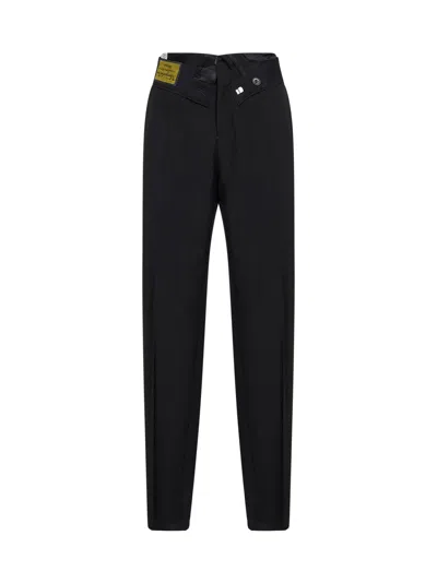 Mm6 Maison Margiela Black Wool Blend Reverse Waistband Trousers