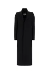 Mm6 Maison Margiela Longline Wool Coat Notched Lapels In Black