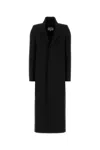Mm6 Maison Margiela Longline Wool Coat Notched Lapels In Black
