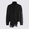 Mm6 Maison Margiela Wool Blend Sweater With Integrated Scarf In Black