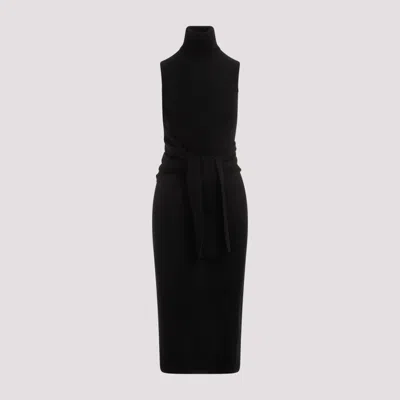 MM6 MAISON MARGIELA BLACK WOOL MIDI DRESS