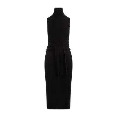 MM6 MAISON MARGIELA BLACK WOOL MIDI DRESS