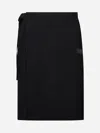 Mm6 Maison Margiela Black Wool Midi Skirt