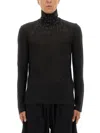 Mm6 Maison Margiela Slim-fit Turtleneck Sweater In Textured Wool In Black