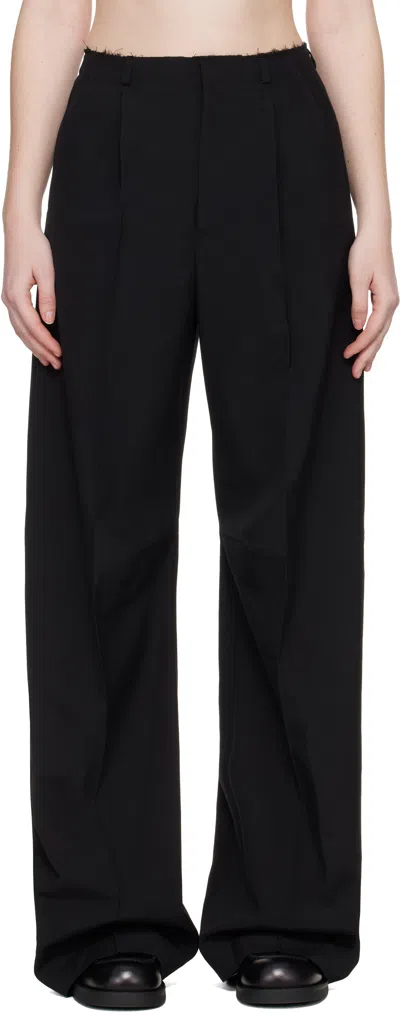 Mm6 Maison Margiela Black Wool Wide Leg Trousers