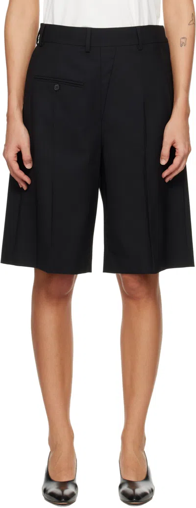 Mm6 Maison Margiela Black Wool-blend Tailored Shorts