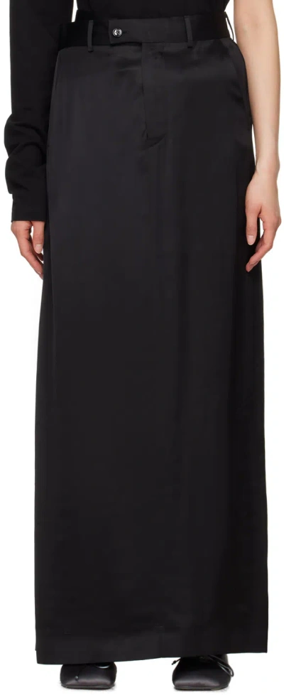 Mm6 Maison Margiela Black Wrap Maxi Skirt In 900 Black