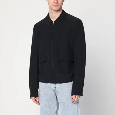 MM6 MAISON MARGIELA BLACK ZIP-UP SILK JACKET