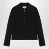 Mm6 Maison Margiela Zip Up Silk Jacket With Collared Neck In Black
