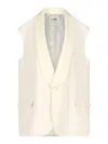 Mm6 Maison Margiela Wool Sleeveless Longline Vest With Shawl Collar In Neutral