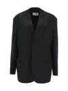 Mm6 Maison Margiela Raw-cut Single-breasted Blazer In Black