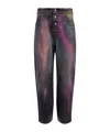 Mm6 Maison Margiela Pantalone 5 Tasche Rhianna Jeans In Black Denim With Multicoloured Fading In Black