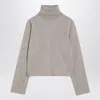 Mm6 Maison Margiela Beige Wool Blend Turtleneck Sweater In Gray