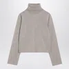 Mm6 Maison Margiela Beige Wool Blend Turtleneck Sweater In Gray