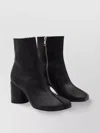 Mm6 Maison Margiela Block Heel Ankle Boots With Round Toe In Black