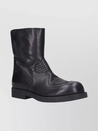 MM6 MAISON MARGIELA BLOCK HEEL MID-CALF RIBBED ANKLE BOOTS