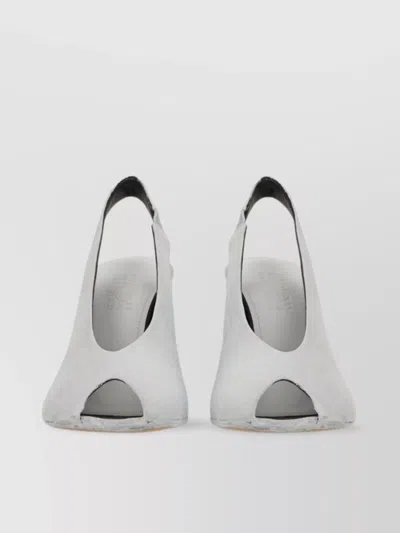 MM6 MAISON MARGIELA BLOCK HEEL OPEN TOE SANDALS WITH TEXTURED FINISH