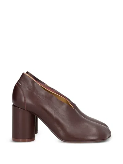 Mm6 Maison Margiela Tabi 80 Anatomic Leather Pumps In Burgundy