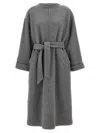 Mm6 Maison Margiela Felted-finish Belted Midi Dress In Gray
