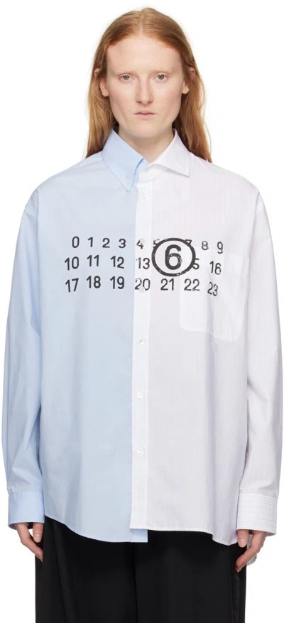 Mm6 Maison Margiela Blue & White Asymmetrical Shirt In 962 Light Blue