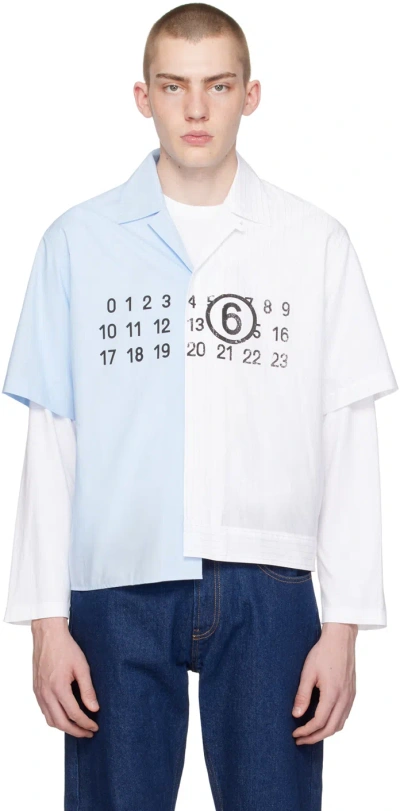 Mm6 Maison Margiela Blue & White Printed Shirt In 962 Light Blue