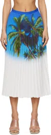Mm6 Maison Margiela Blue Archive Print Pleated Midi Skirt In 001s Blue/white/gree