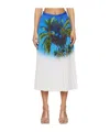 Mm6 Maison Margiela Blue Archive Print Pleated Midi Skirt In White
