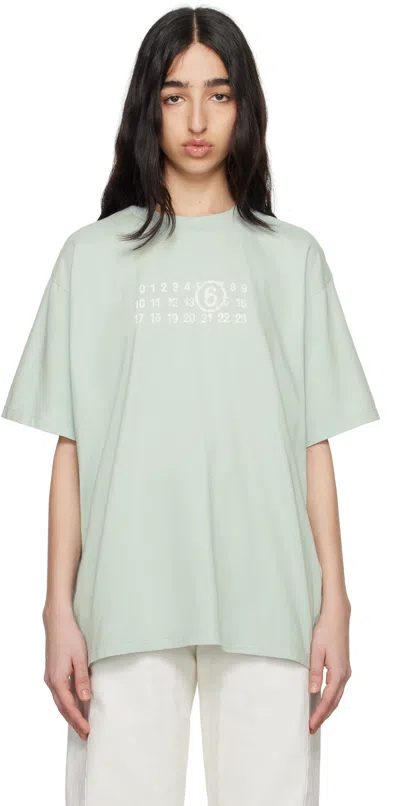 Mm6 Maison Margiela Blue Basic Jersey T-shirt In 856 Blue Grey