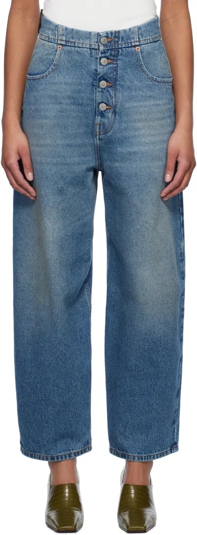 Mm6 Maison Margiela Blue Button Jeans In 965 Medium Blue