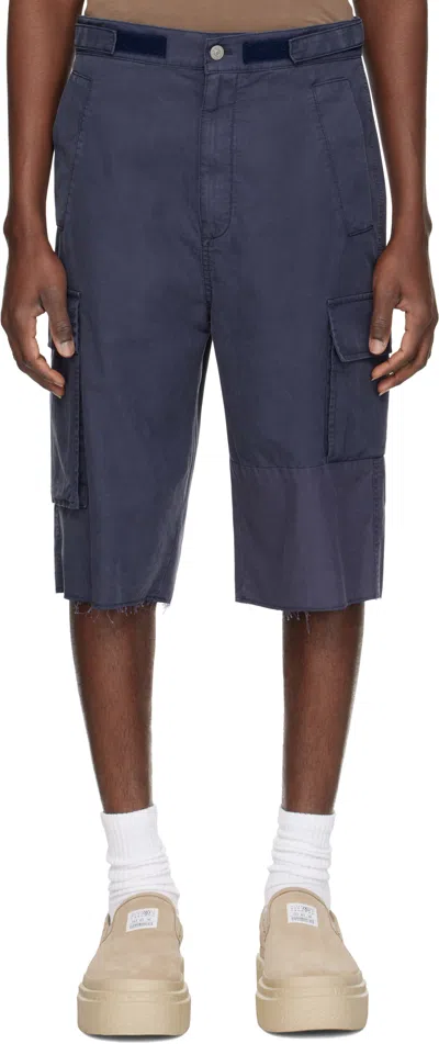 Mm6 Maison Margiela Blue Cargo Pocket Shorts In 487 Blue