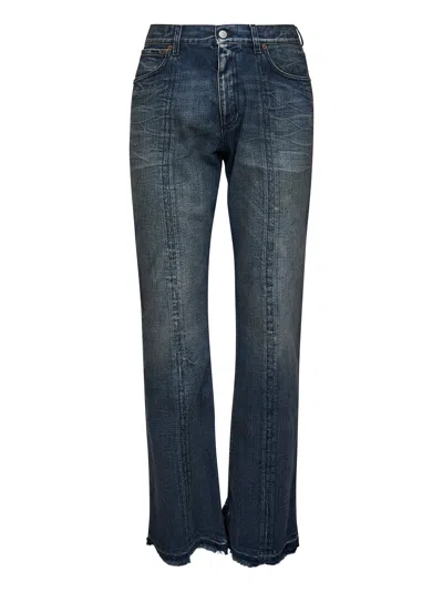 Mm6 Maison Margiela Blue Cotton Denim Flare Jeans