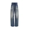 Mm6 Maison Margiela Blue Cotton Relaxed Fit Jeans In Blue