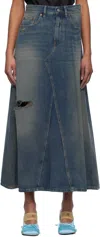 Mm6 Maison Margiela Distressed Effect Skirt In 994 Grey Blue