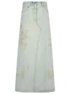 Mm6 Maison Margiela Denim Skirt With High Waist And Front Slit
