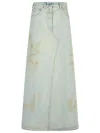 Mm6 Maison Margiela Denim Skirt With High Waist And Front Slit In Blue