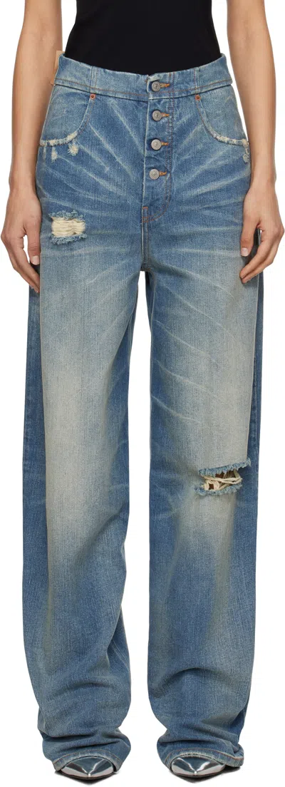 MM6 MAISON MARGIELA BLUE DISTRESSED 5 POCKETS JEANS