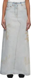 Mm6 Maison Margiela Blue Distressed Denim Maxi Skirt In 982 Light Blue