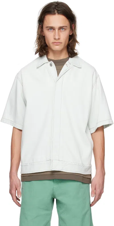 Mm6 Maison Margiela Blue Distressed Denim Shirt In 992 Light Blue