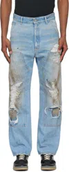 Mm6 Maison Margiela Mm6 By Maison Margiela Relaxed Fit High-waisted Distressed Jeans In 964 Medium Blue